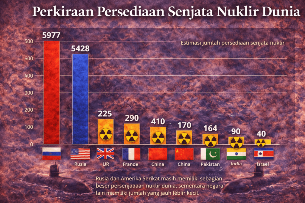 perkiraan persediaan senjata nuklir dunia rusia amerika serikat china