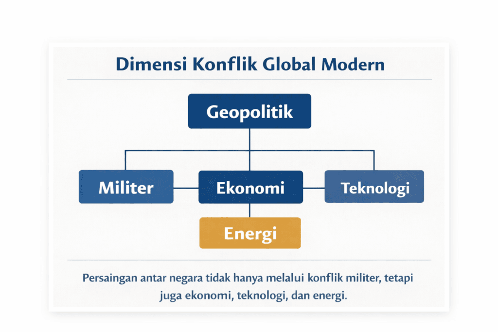 diagram dimensi konflik global modern militer ekonomi teknologi energi