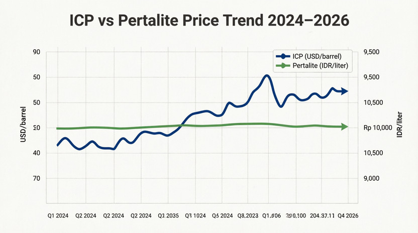 Grafik perbandingan harga minyak dunia dan harga BBM dalam negeri