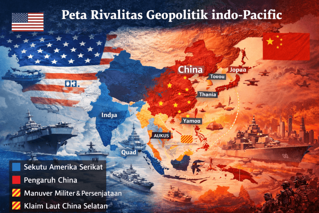 ilustrasi peta rivalitas geopolitik indo pacific amerika serikat china laut china selatan taiwan