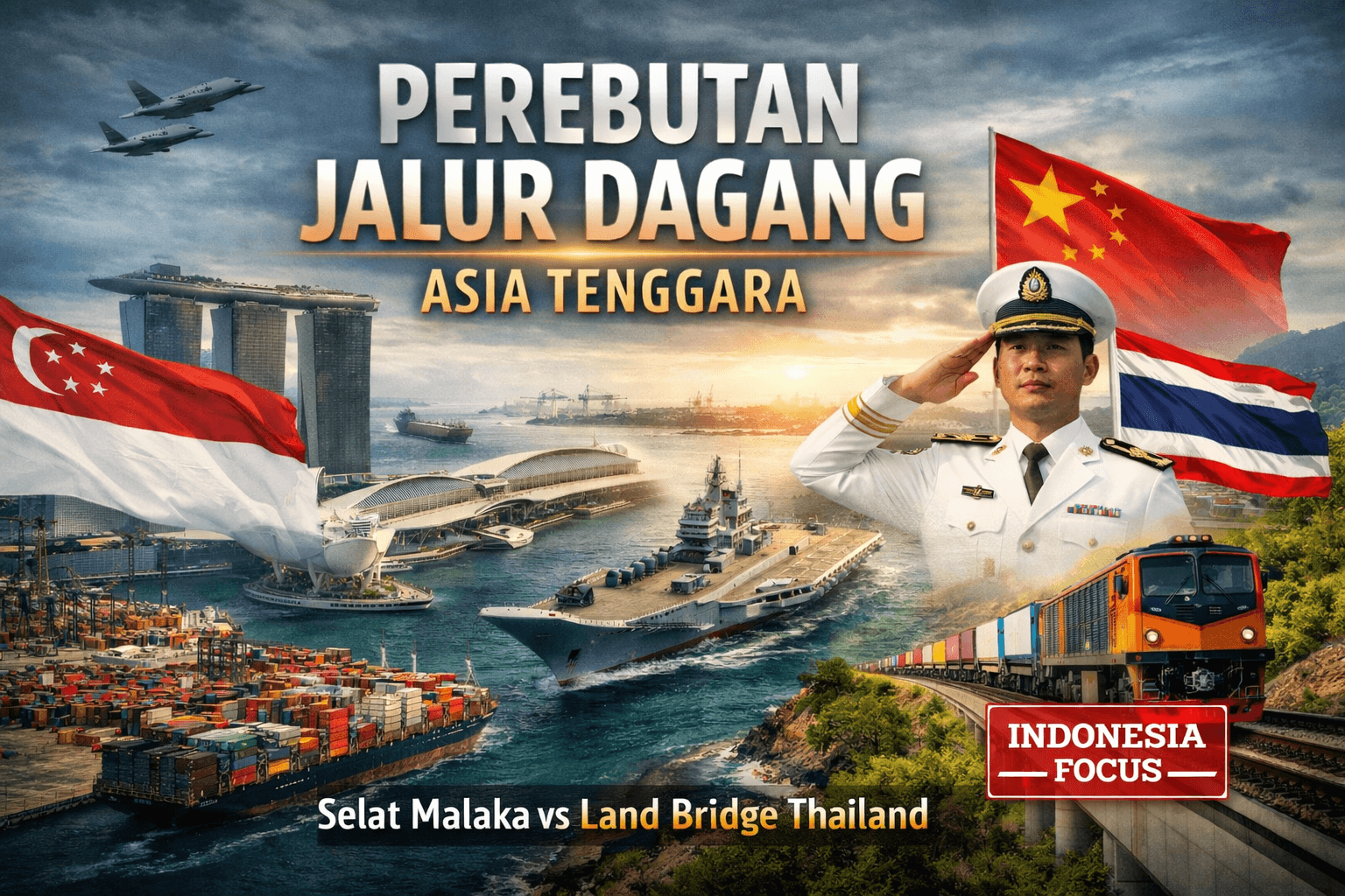 Peta Selat Malaka menunjukkan posisi strategis Indonesia sebagai negara kepulauan terbesar di chokepoint perdagangan global
