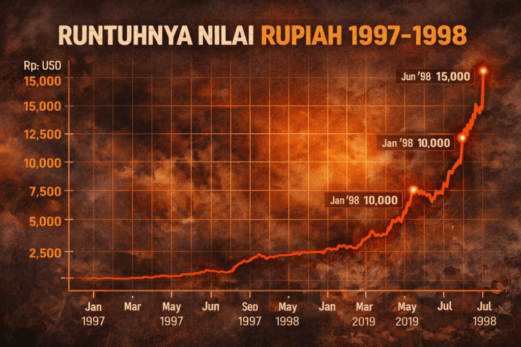 grafik runtuhnya nilai rupiah pada krisis 1998