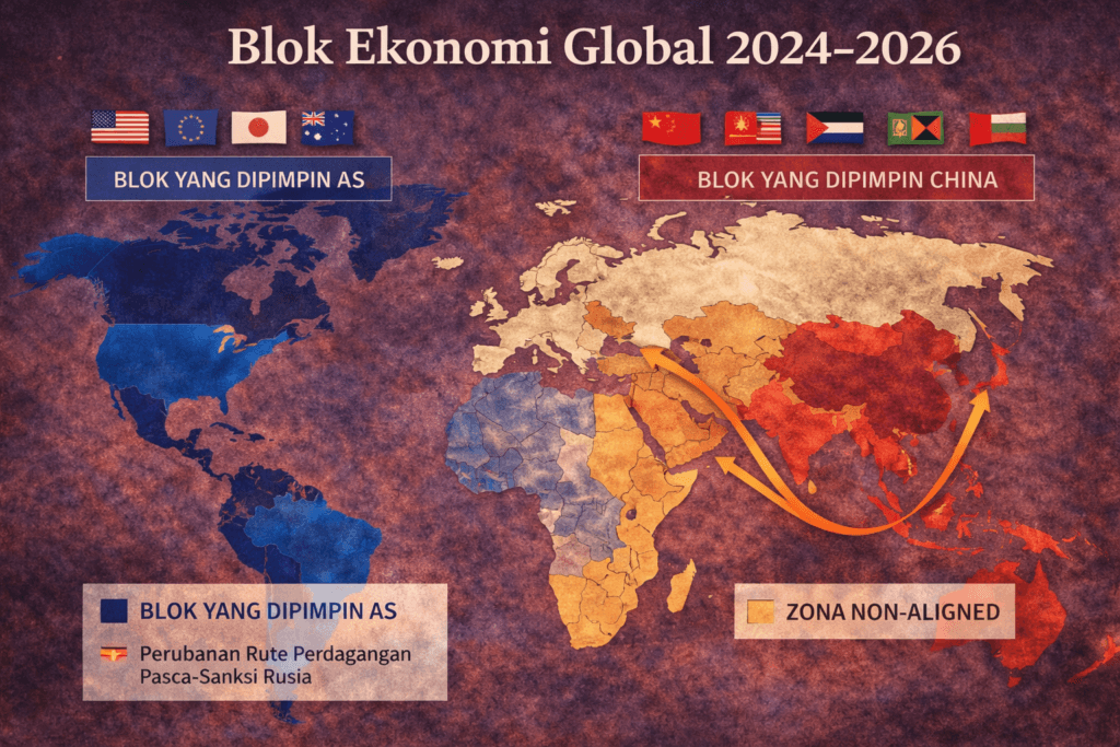 peta blok ekonomi global 2024 2026 geopolitik perdagangan dunia