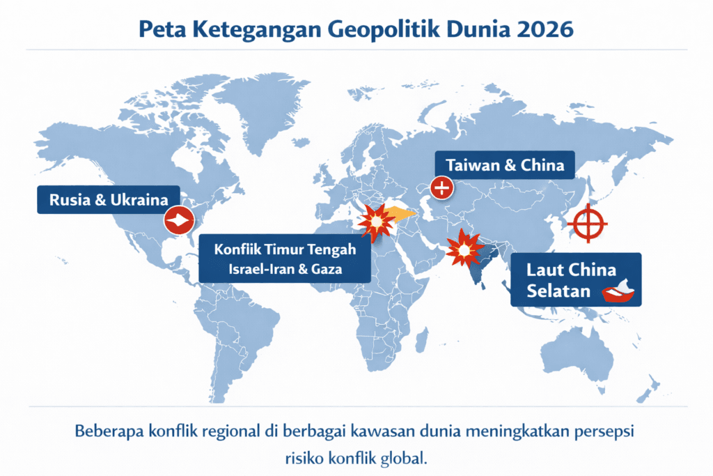 peta ketegangan geopolitik dunia 2026 konflik rusia ukraina timur tengah taiwan china laut china selatan