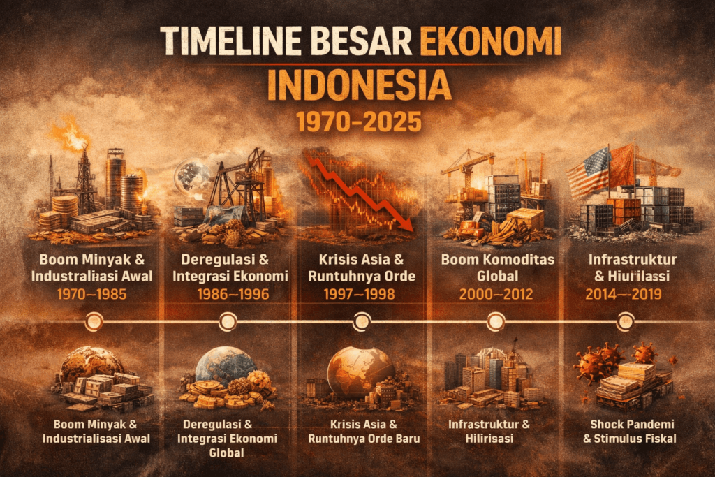 timeline ekonomi indonesia 1970 sampai 2025