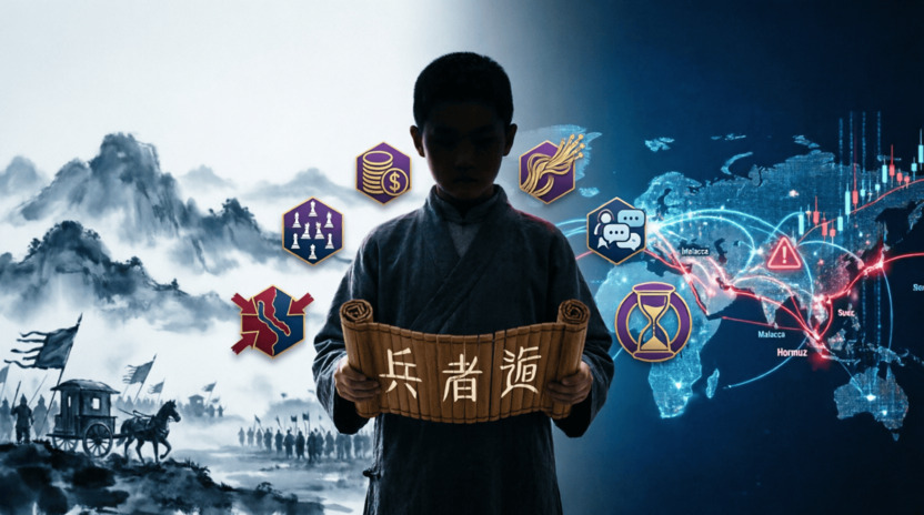 Infografis 6 prinsip Sun Tzu dalam strategi geopolitik negara besar 2026