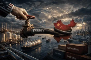 Ilustrasi energi sebagai senjata geopolitik dalam rivalitas Amerika Serikat dan China