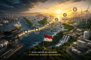 Ilustrasi strategi energi Indonesia melalui B50, kilang, hilirisasi, dan transisi menuju kemandirian energi